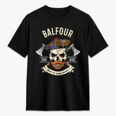 Balfour Modern Tartan Crest 2D T-shirt - Alba Skull Style